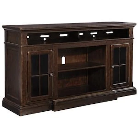 Extra Large TV Stand with Breakfront & 2 Glass Doors
